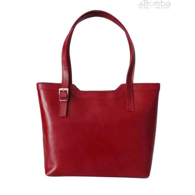 Kožená kabelka Vera Pelle V19 Barva: červená