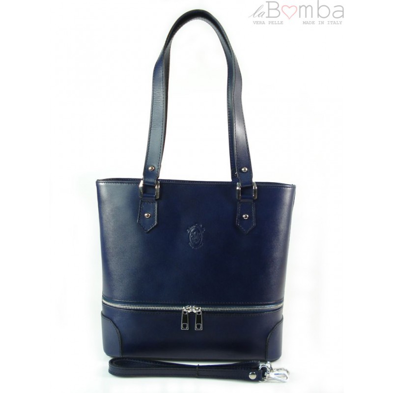 Kožená kabelka Vera Pelle V335 Barva: modrá