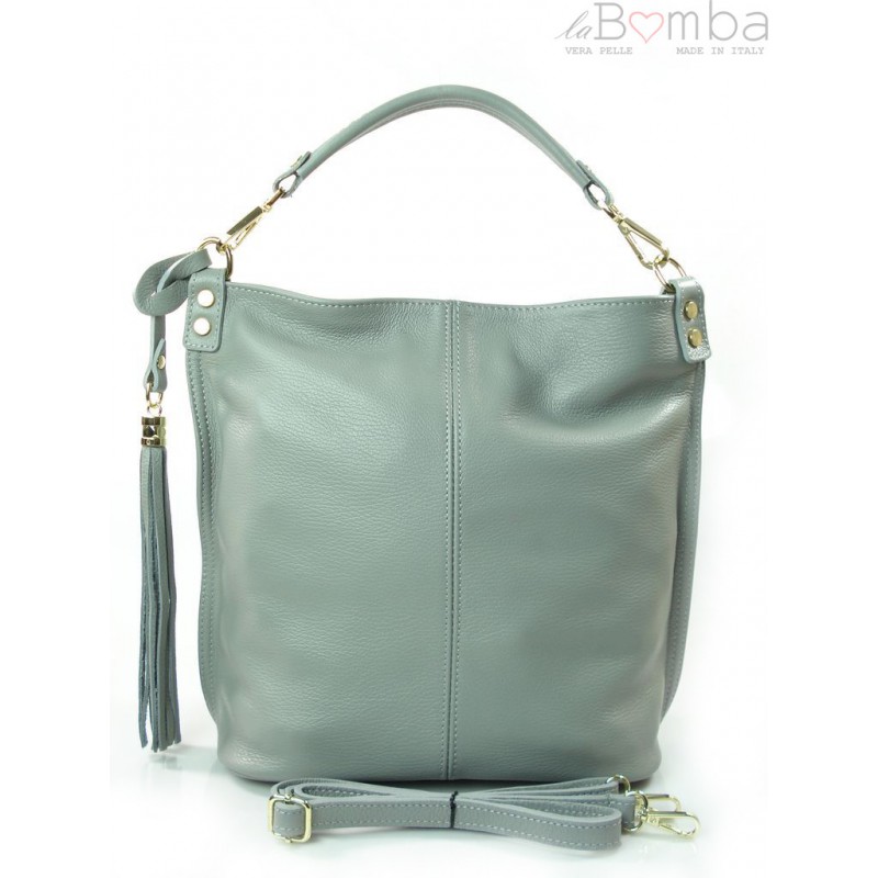 Kožená kabelka Vera Pelle W76 Barva: šedá
