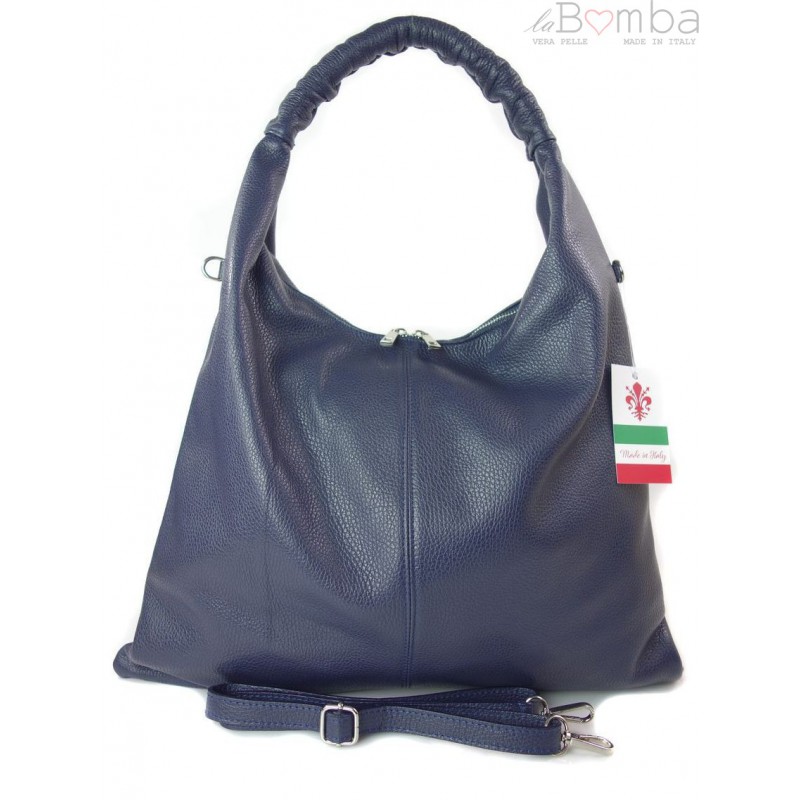 Kožená Shopper kabelka Vera Pelle WX435 Barva: modrá