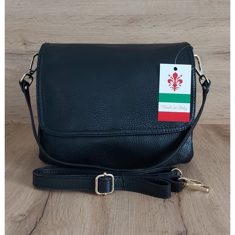 Kožená crossbody kabelka Vera Pelle VP954 Barva: černá