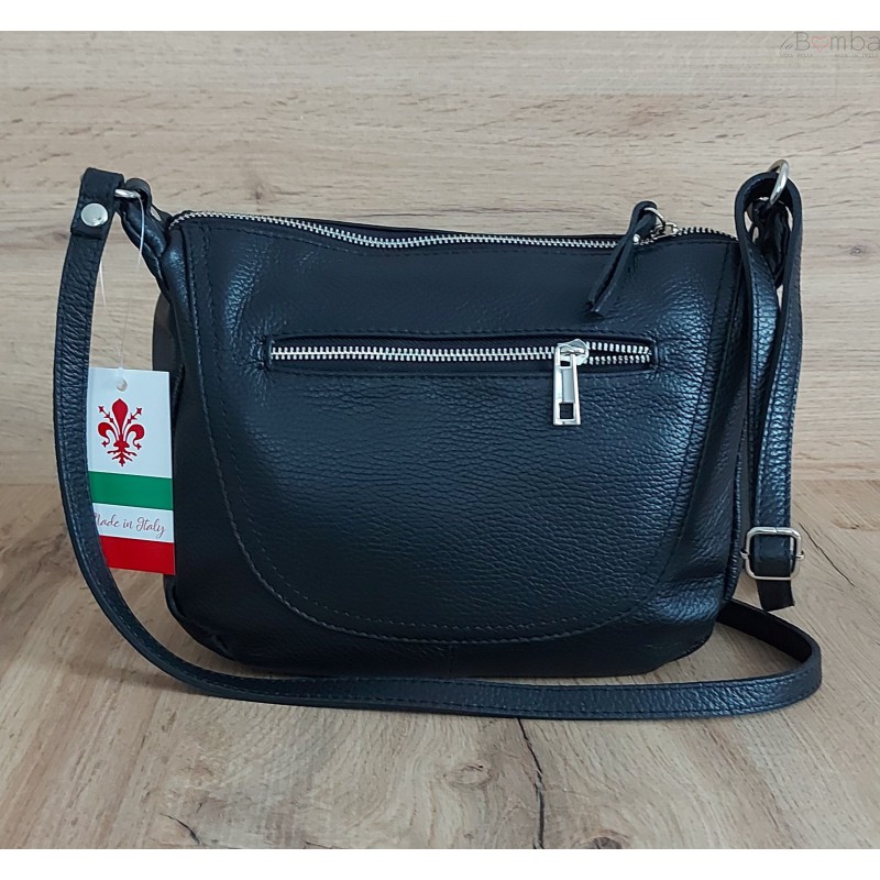 Kožená crossbody kabelka Vera Pelle VPLB25 Barva: černá