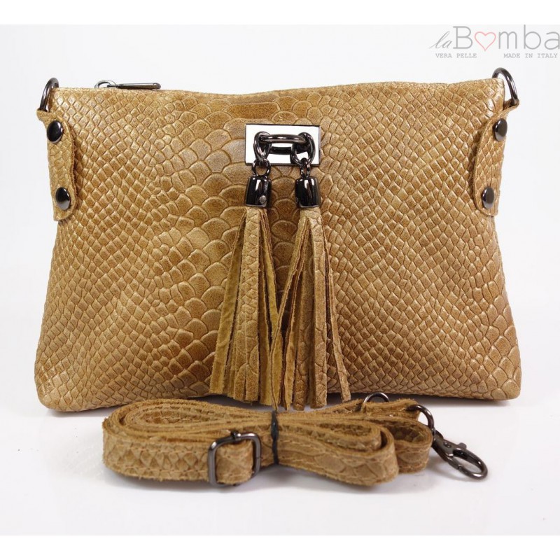 Kožená crossbody kabelka Vera Pelle LP149 Barva: hnědá