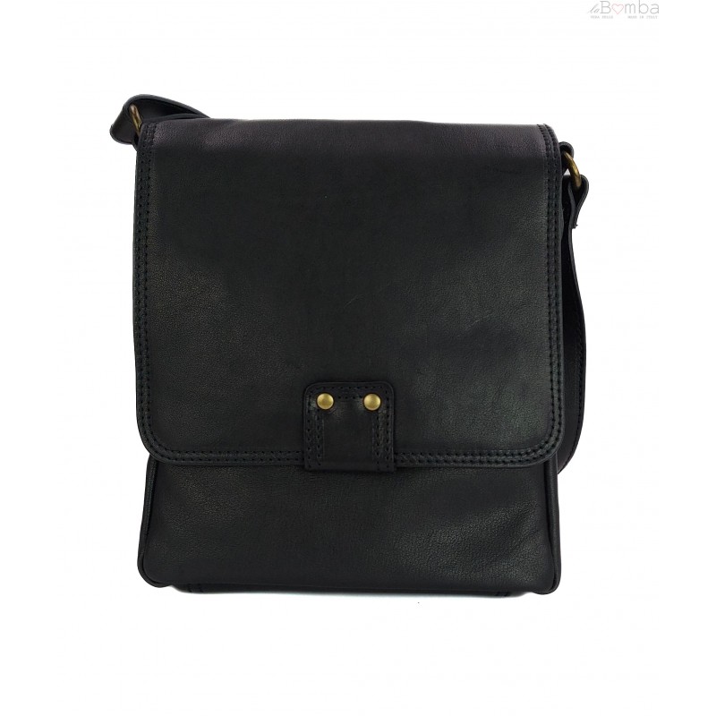 Kožená crossbody kabelka Vera Pelle LP361 Barva: černá