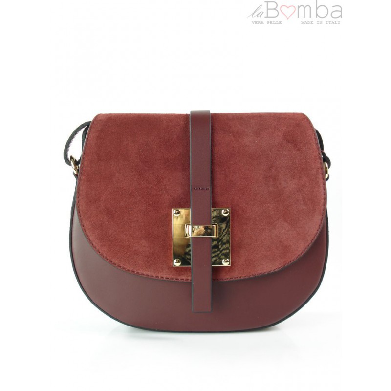 Kožená crossbody kabelka Vera Pelle VP116 Barva: vínová