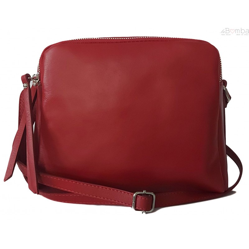 Kožená crossbody kabelka Vera Pelle VP333 Barva: vínová