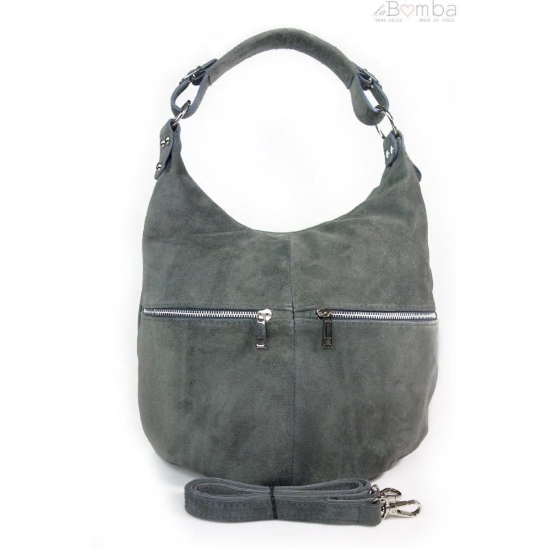 Kožená kabelka Vera Pelle W345 Barva: šedá