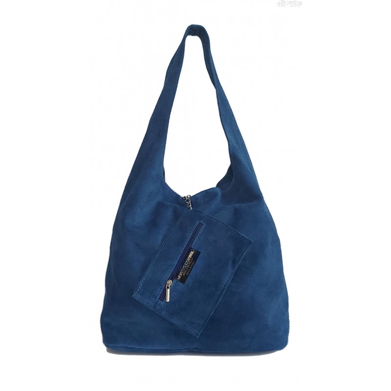 Kožená kabelka Vera Pelle W456 Barva: tmavě modrá