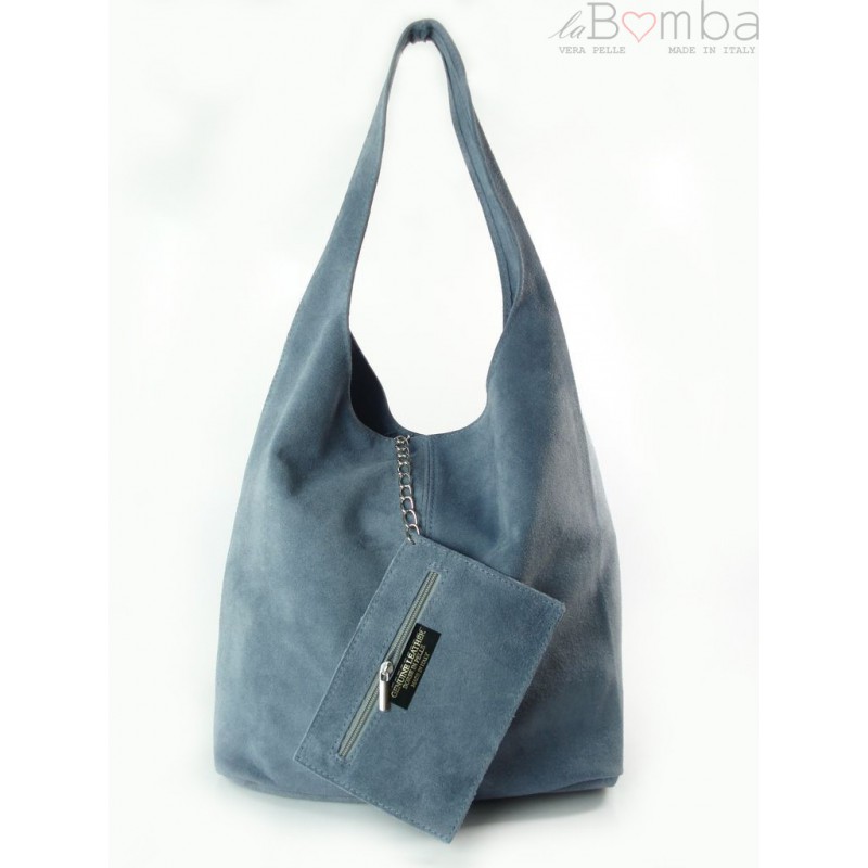 Kožená kabelka Vera Pelle W456 Barva: světle modrá