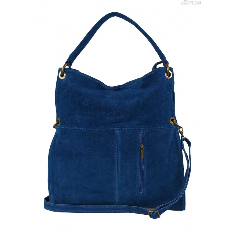 Kožená kabelka Vera Pelle WA44 Barva: modrá