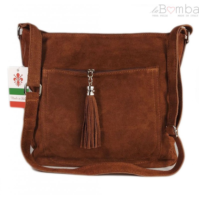 Kožená crossbody kabelka Vera Pelle WAF567 Barva: tmavě hnedá