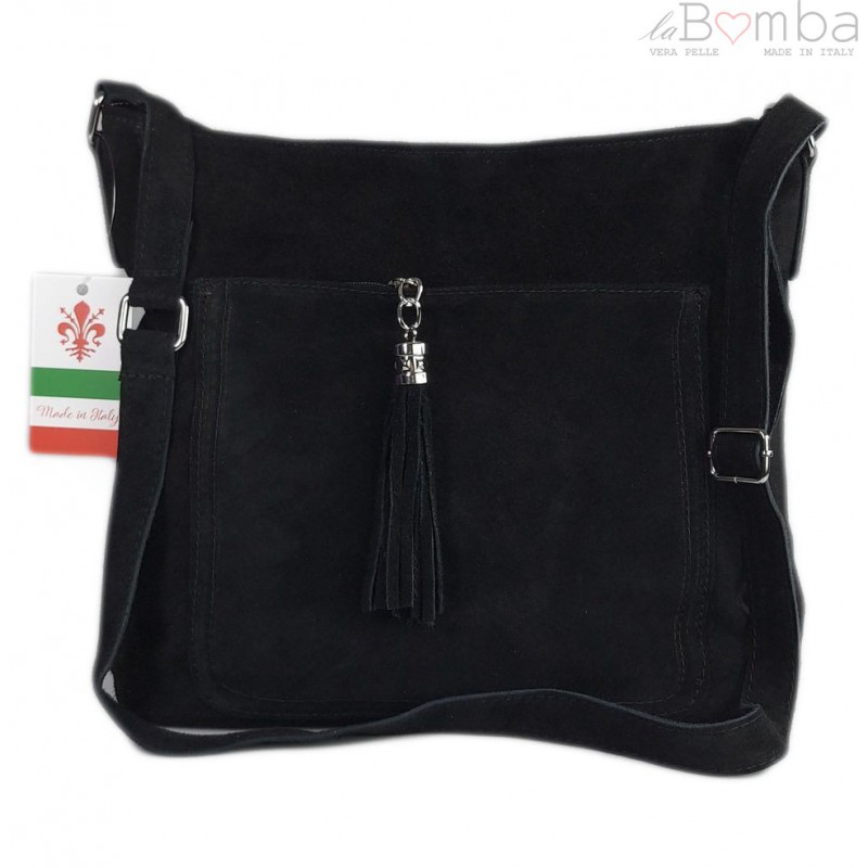Kožená crossbody kabelka Vera Pelle WAF567 Barva: černá