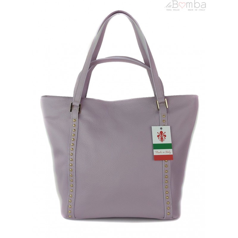 Kožená Shopper kabelka Vera Pelle WM555 Barva: fialová