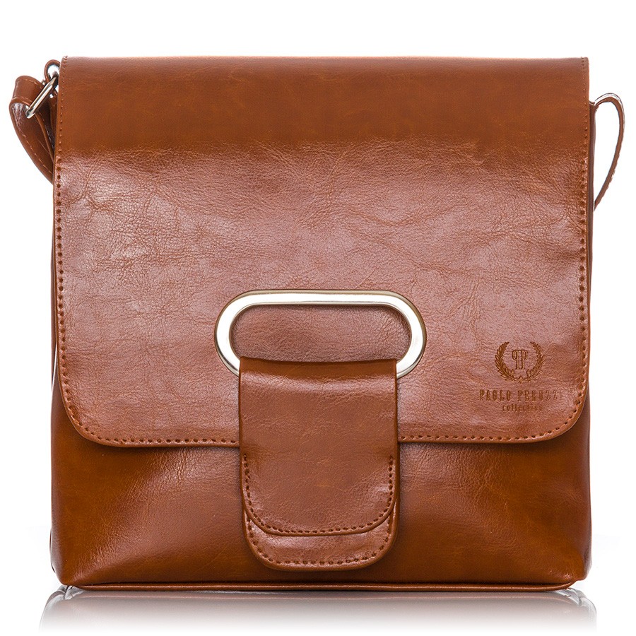 Kožená crossbody kabelka Paolo Peruzzi 701-PP Barva: světle hnědá