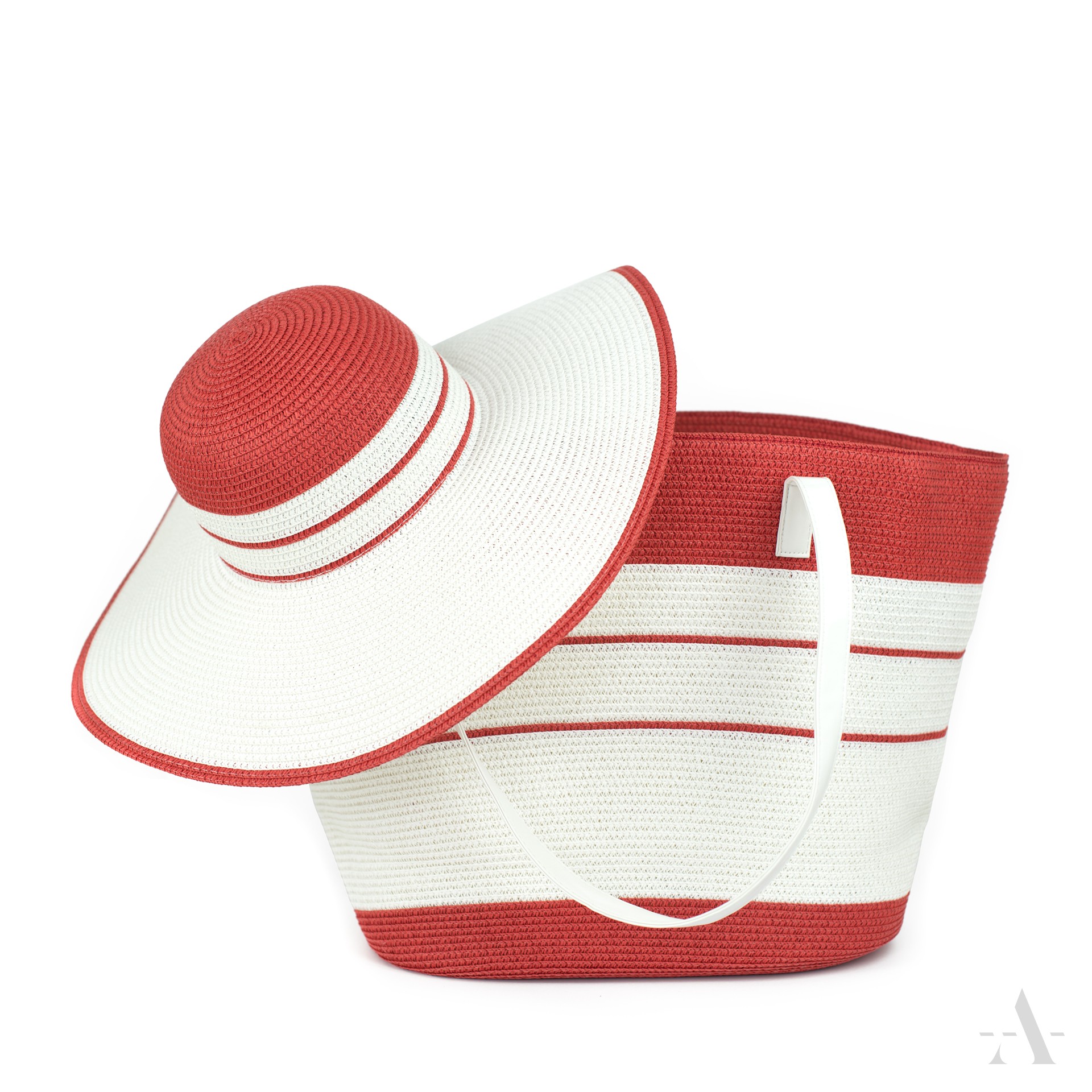 Set - dámský slaměný klobouk a kabelka cz22193-1 Barva: červená