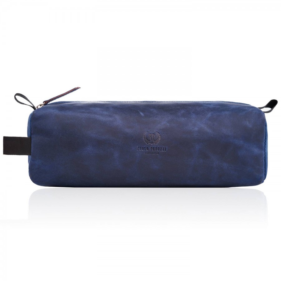 Kožená kosmetická taška Paolo Peruzzi T-52 Barva: modrá