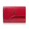 portfel damski skorzany maly czerwony croco w orientacji poziomej z rfid paolo peruzzi t 135 rd