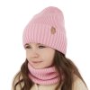 pol pl Czapka i komin dla dziewczynki zimowy komplet jasnorozowy 100 welniany merino Nelita 13961 2