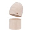 pol pl Czapka i komin dla dziewczynki zimowy komplet jasnorozowy 100 welniany merino podszyty bawelna Vanira 15216 4