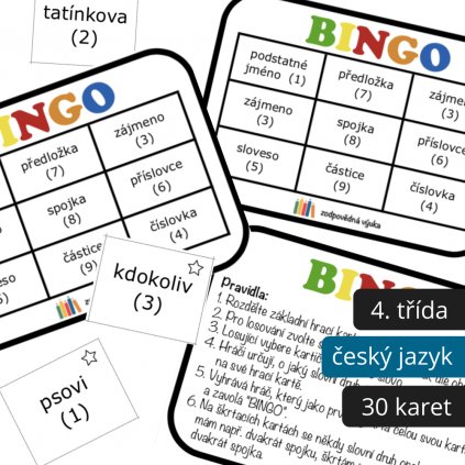 bingo slovní druhy zodpovědná výuka