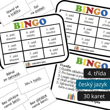 bingo pády vzory podstatných jmen
