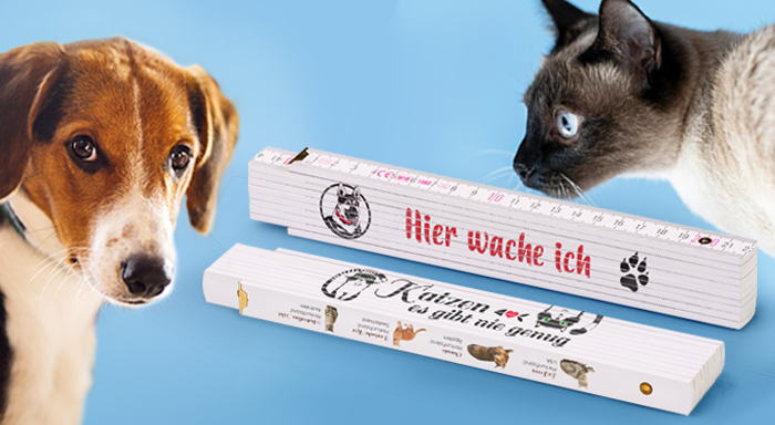 Geschenke für Tierliebhaber: Zollstöcke mit Fotodruck von Hunden und Katzen