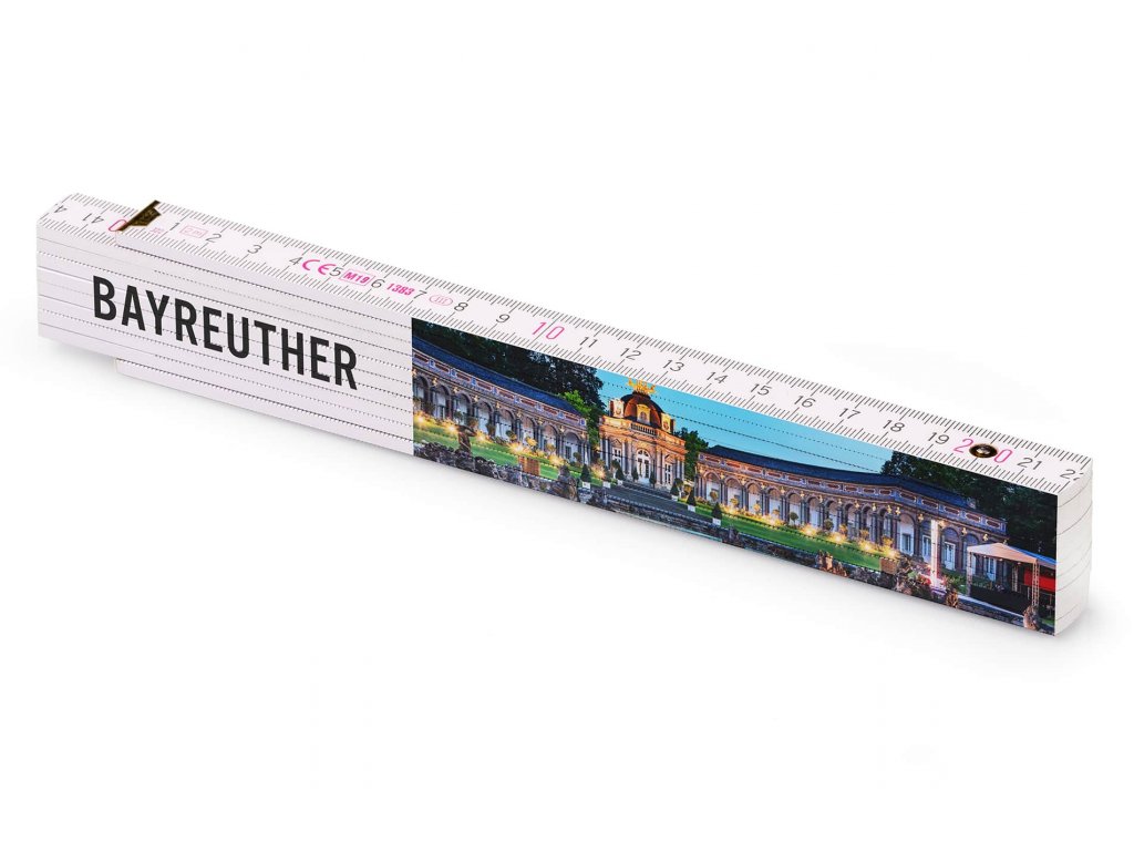 Metrie, bedruckter Zollstock mit Bayreuther Eremitage