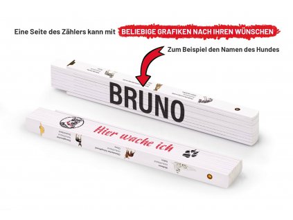 Personalisierter 2m Zollstock für Hundeliebhaber, Metrie, Typ Block 52, mit Namen