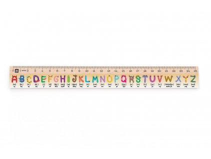 25 cm Holzlineal, Bedrucktes Englisches Alphabet, Metrie™