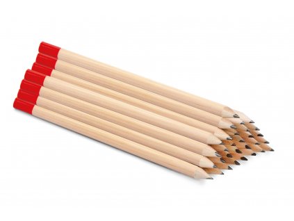 30 Stück, 24 cm Tischlerstifte Natur, Rotes Ende, Rund