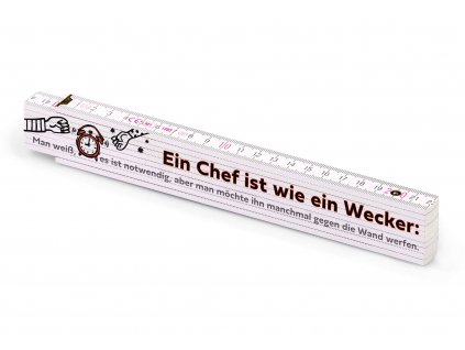 Metrie, 2m Zollstock mit Spruch, Ein Chef ist wie ein Wecker