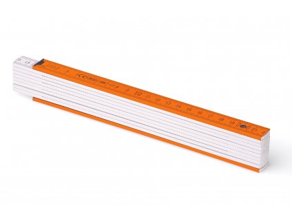 Metrie, 2m Zollstock in Weiss-Orange, Typ Block 52 Ideal für den Werbedruck