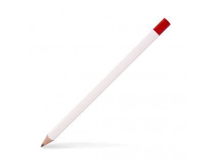 24 cm langer, dreikantiger Zimmermannsbleistift in auffälligem Weiß mit rotes Ende