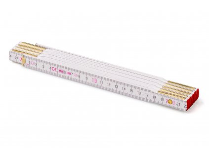 2m Weiss Zollstock, Typ Perfekt 10 mit Messing-Gelenken und Standardskala von Metrie