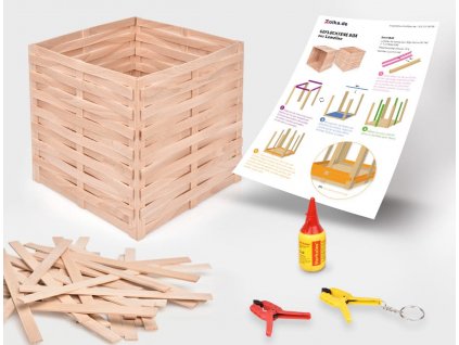 Aufbewahrungskorb aus Buchenholz-Holzstäbchen, Komplett Bastelset