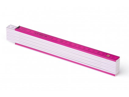 Metrie, 2m Zollstock in Rosa-Weiß, Typ Block 52 Ideal für den Werbedruck