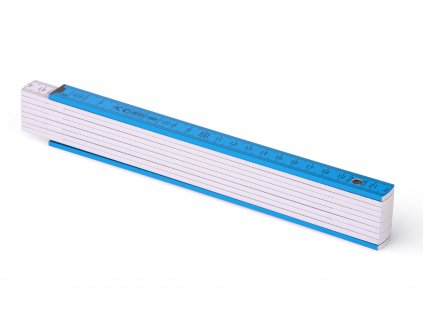 Metrie, 2m Zollstock in Himmelblau-Weiß, Typ Block 52 Ideal für den Werbedruck