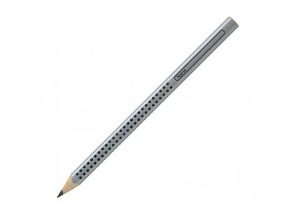 Silberner Jumbo Grip Bleistift von Faber-Castell mit schwarzer HB-Mine