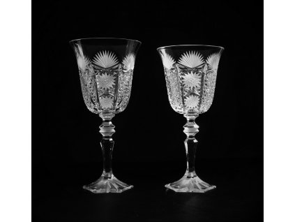 Set 2 ks - Křišťálová broušená sklenička na červené víno - 220 ml - Večeře na pláži