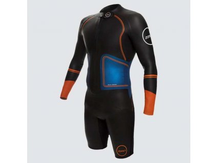 Men's Swim-Run Evolution Wetsuit With 8mm Calf Sleeves / Black/Blue/Orange / SM