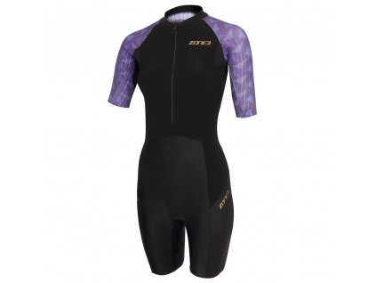 Women's Lava Short Sleeve Trisuit / Black/Gold / XS