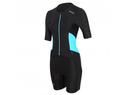 Women's Activate Short Sleeve Full Zip Trisuit / Black/Blue / XS