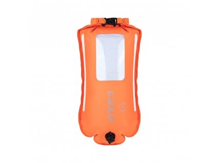 Recycled 2 Led Light Swim Safety Buoy / Dry Bag 28L - Waterproof Phone Pouch Inc / Hi-Vis Orange / 28L