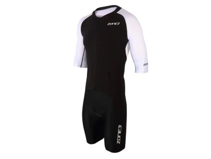 Men's Lava Long Distance Full Zip Short Sleeve Aero Suit / Black/White/Red / XS