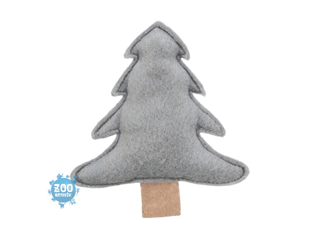 Vánoční stromek s catnipem, filc, šedá 10,5 cm