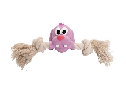 Psí hlava MINI s bavlněnou činkou, se zvukem, 5x18 cm