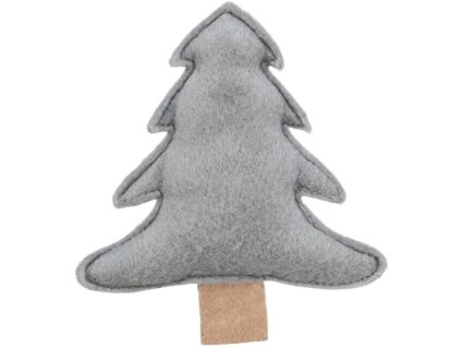 Vánoční stromek s catnipem, filc, šedá 10,5 cm