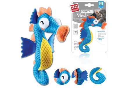 GiGwi Dental Mesh modrý mořský koník, catnip