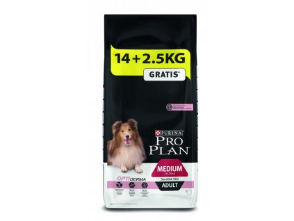 Purina Pro Plan Medium Adult Sensitive Skin 14 kg + 2,5 kg Zdarma