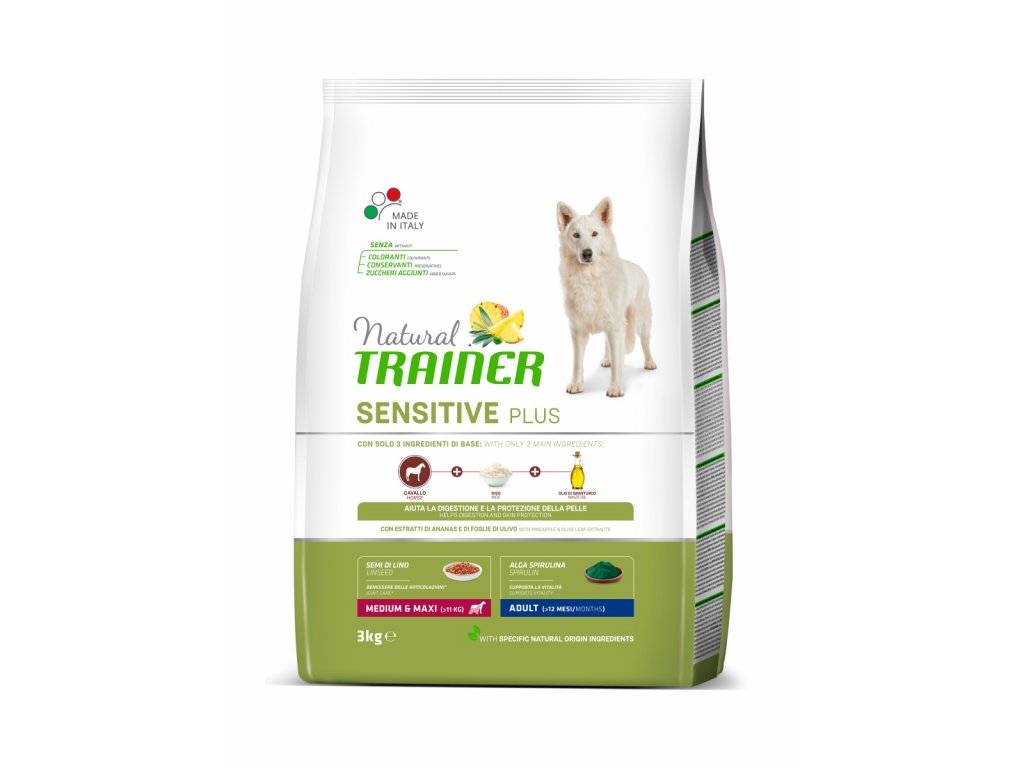 TRAINER Natural Sensitive Plus Medium&Maxi Adult kůň 3kg